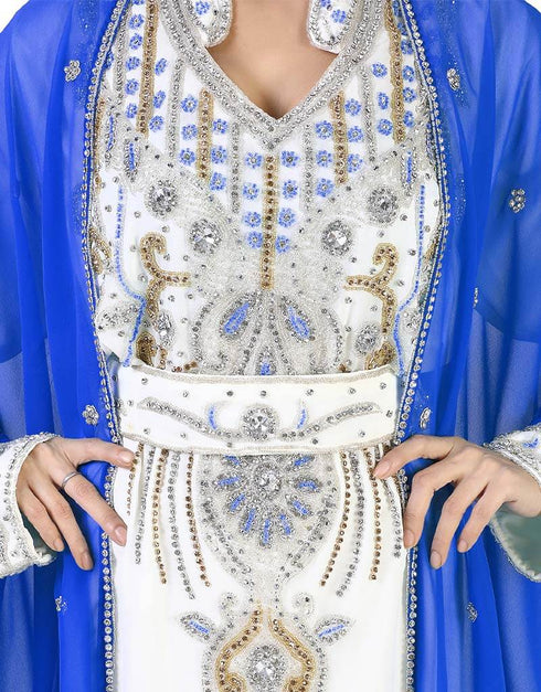Muslimah Royal Blue Colored Embroidery worked Kaftan